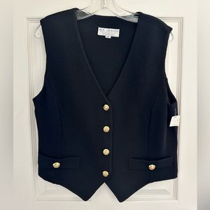 St. John Collection Black Knit Wool Vest NWT